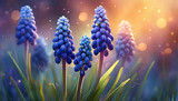 Fototapeta Kwiaty - Niebieskie kwiaty muscari
