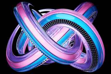 Poster - 3d illustration abstract  colorful volumetric figure   on  black  isolated background
