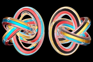 Poster - 3D rendering, abstract bright figure . Colorful creative wallpaper with layered effect