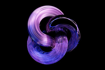 Fototapete - 3D illustration, neon illusion in flower shape, isometric abstract shapes, colorful shapes intertwined