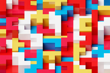Fototapete - 3D rendering. Colorful   geometric pattern.  Minimalistic pattern of simple shapes. Bright creative symmetric texture