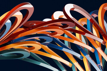 Poster - 3d illustration of a colorful stripes . geometric stripes similar to waves. abstract glowing crossin