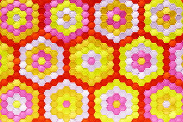Fototapete - multicolored pattern, hexagon pattern. 3d visualization