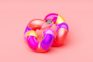 Poster - 3D rendering, abstract bright figure . Colorful creative wallpaper with layered effect