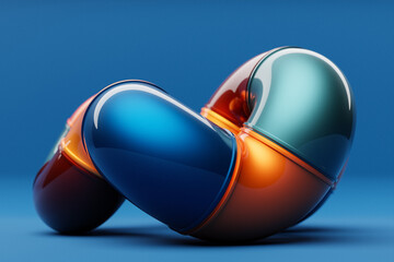 Poster - 3d multicolor geometric shapes . abstract design elements. dynamic abctract pattern, 3d illustration