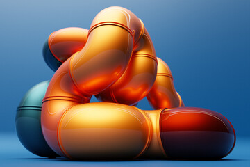 Poster - 3d rendering, abstract bright figure . colorful creative wallpaper with layered effect
