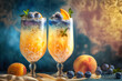 Indulge in the visual feast of these vibrant peach and blueberry cocktails
