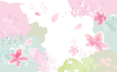  桜の水彩画　ふわふわ優しい手描き風イラスト