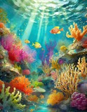 Fototapeta Do akwarium - 水中写真 キラキラとした美しい光が差し込む水中