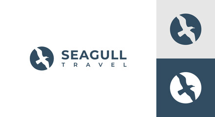 Wall Mural - seagull logo vector illustration, travel logo template