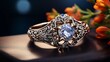 © Creatorbin - Jewelry ring with blue sapphire on a dark background