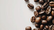 Coffee beans isolated on white background, top view