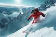 A daring skier glides through the snowy mountain, equipped with their trusty ski poles and winter gear, in search of the ultimate outdoor adventure on the glacial slopes