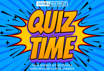 Poster - Editable 3d text style effect - Quiz Time Funny Cartoon text effect Template	