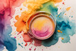 Rainbow coloured watercolour splatter design background

