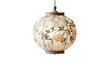 A white paper lantern with a floral pattern and a cord on a transparent background. PNG format, This PNG file, with an isolated cutout object on a transparent background.