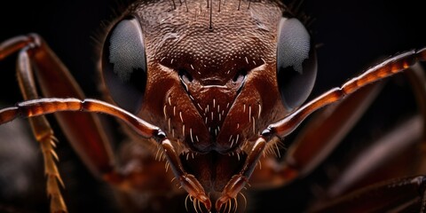 Poster - Detailed close up of a bug's face on a black background. Perfect for educational materials