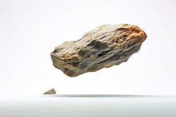 Poster - A rock falling off of a cliff into the air. Suitable for geological or environmental concepts