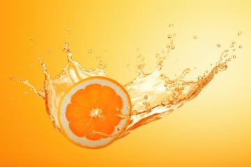 Poster - Orange slice dropping into clear water. Perfect for refreshing summer beverage concepts
