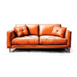 © Alena Mostovich - orange upholstered sofa for the interior of the house, furniture design. artificial intelligence generator, AI, neural network image. background for the design.