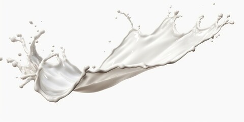 Poster - Milk splashing on clean white background, suitable for food and beverage concepts