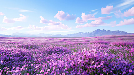 Wall Mural - vast field of Verbena flowers in full bloom during springtime. 