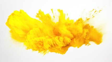 Poster - A vibrant yellow dust cloud against a clean white background. Perfect for adding a pop of color to your design projects