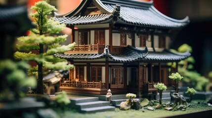 Poster - A model of a building with trees in the foreground. Suitable for architectural and environmental concepts