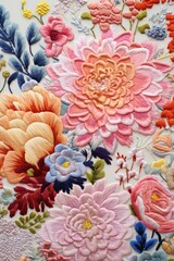 Poster - Detailed close up of embroidered flowers, perfect for crafts or fashion projects