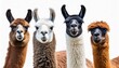llama collection portrait standing animal bundle isolated on a white background as transparent png
