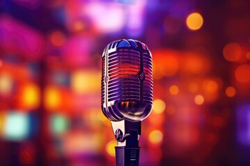 Aufkleber - Close up of a microphone on a stand, suitable for music and performance concepts