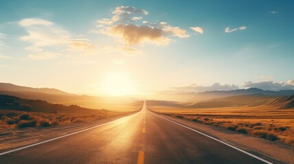 Aufkleber - Empty road in the middle of the desert, perfect for travel blogs