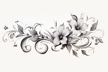 Poster - Simple black and white drawing of a flower, suitable for various design projects