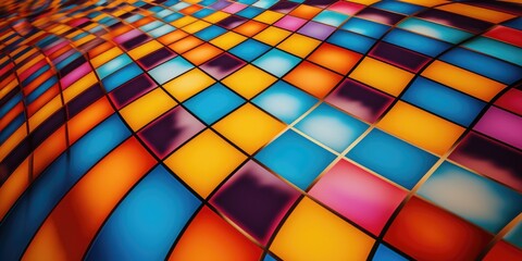 Poster - Multicolored squares in a vibrant background. Ideal for graphic design projects