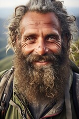 Canvas Print - A detailed view of a person with a beard, suitable for various projects