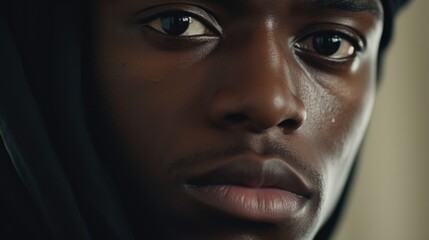 Aufkleber - Close up of a person wearing a hoodie. Suitable for various concepts and designs
