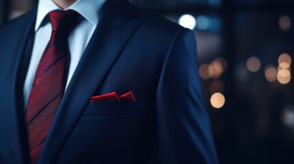 Poster - A professional man wearing a suit with a red tie. Suitable for business concepts