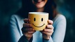 Smiley face for happy mornings. Happy cup for good morning concept. 