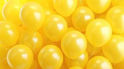 Wall Mural - Yellow balloons floating in the air, perfect for celebration events