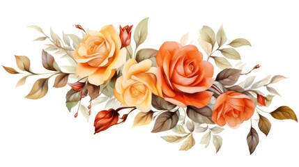 Poster - Bright bouquet of orange roses on a clean white background. Ideal for greeting cards or floral themed designs