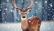 cute deer with snowfall