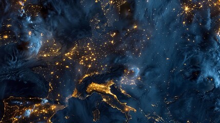 Wall Mural - nighttime radiance: mesmerizing hd satellite image captures earth's glowing cities in spectacular de