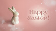 Happy Easter! - Easter bunny on a pink background, inscription Happy Easter!