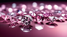 A Scattering Of Processed Diamonds On A Pink Background.