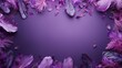 Purple background adorned with feathers, perfect for designs with ample space