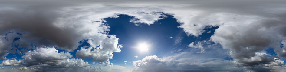 Wall Mural - 360 vr 2:1 equirectangular blue sky with clouds background overlay. ideal for 360 vr sky replacement