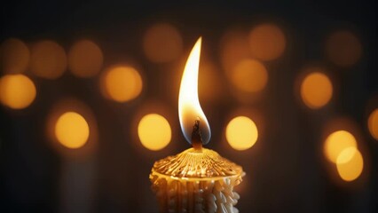 Poster - A single lit candle against a dark backdrop, perfect for adding warmth and ambiance to any design project.