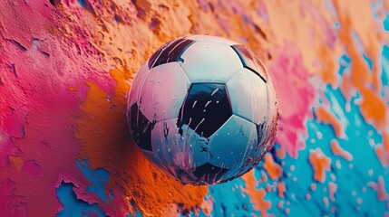 Wall Mural - boho football on colored background, bohemian and sport concept, created with modern techniques.