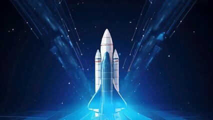 Poster - A space shuttle flying through the air. Suitable for educational projects.