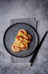 Wall Mural - Korean baked sausage bread Hotdog